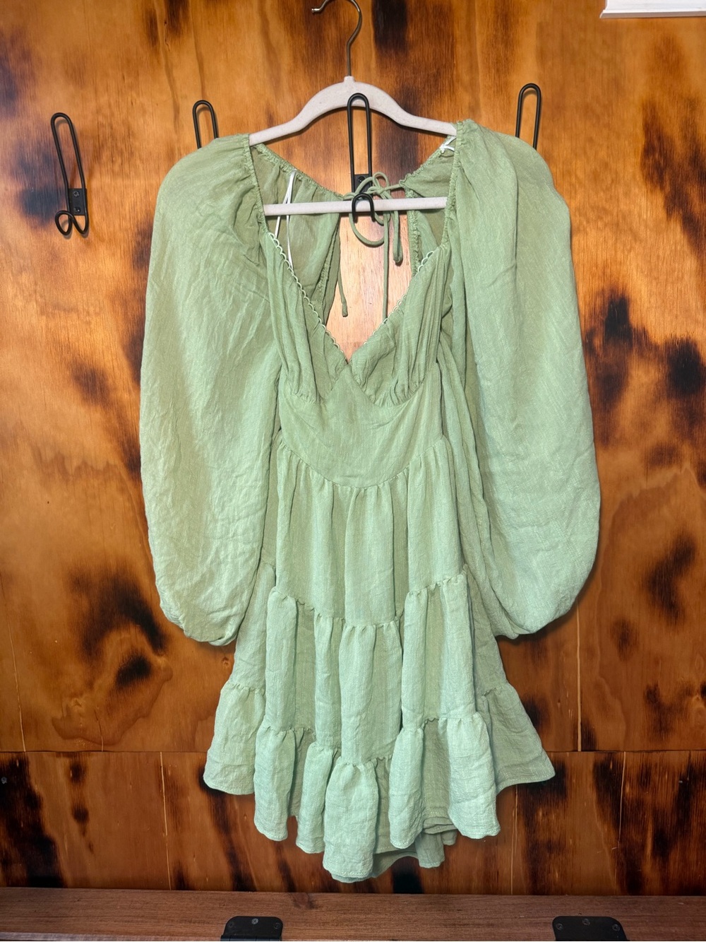 Princess Polly Light Green Ruffled Peasant Dress